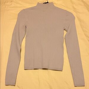 Babaton Ribbed Mock Neck Long Sleeve Top in Light Taupe